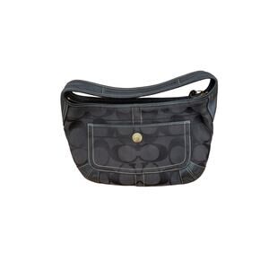 Coach Y2K 11290 Ergo Signature Black Canvas Leather Hobo Shoulder Bag